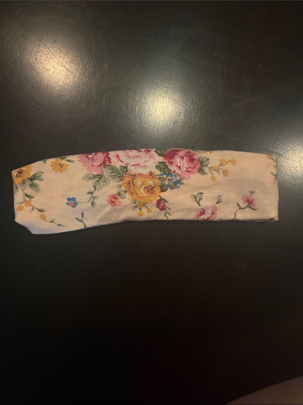 Floral Stretch Headband in Cream with Pink & Yellow Roses